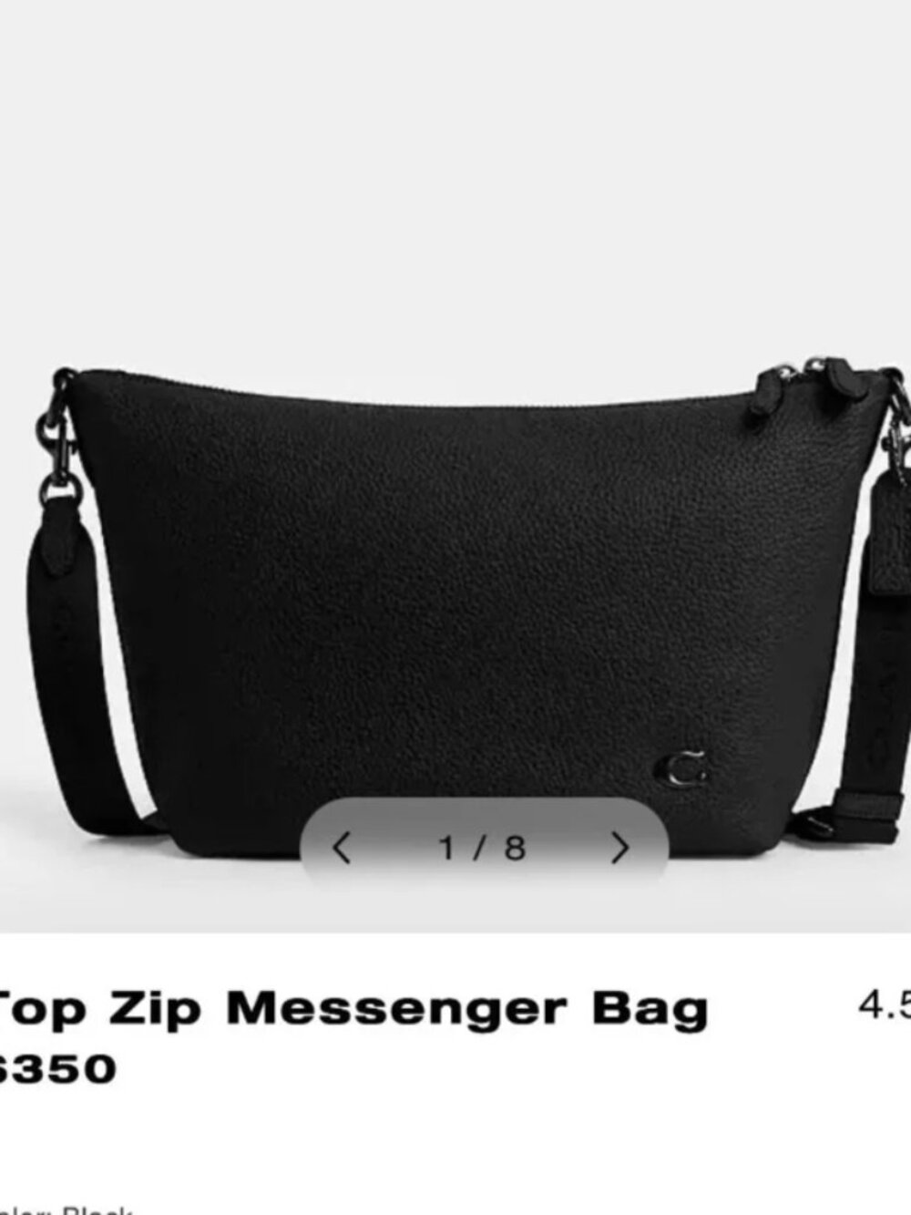 LIKE NEW Coach Top Zip Messenger bag, black